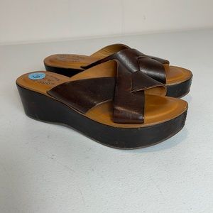 Brown Kork-Ease Sabrina Diaphano Combo Platform Slide Slip On Sandals 6.5